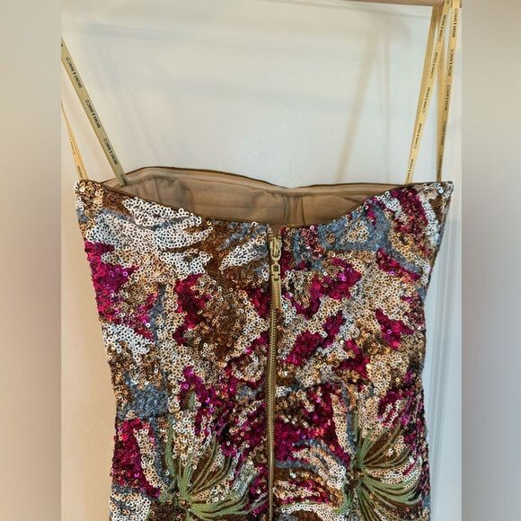 NWOT BRONX AND BANIC Dahlia Fuchsia Multi Maxi Strapless Dress - Picture 12 of 15